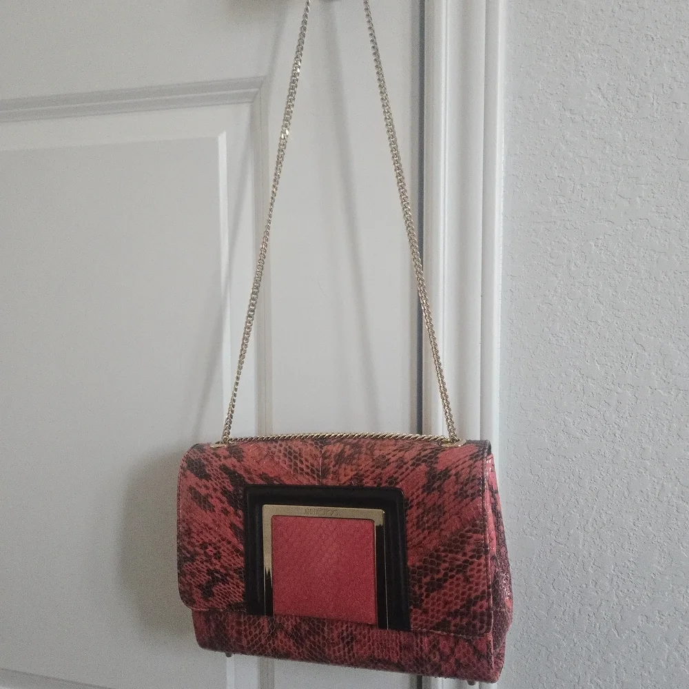 Jimmy Choo Snakeskin Shoulder Bag – Pink & Black EUC